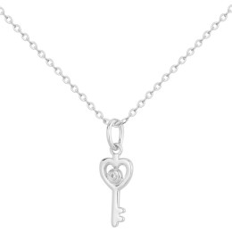 Collier la Garçonne diamant, pendentif clé du coeur épuré en argent 925/1000, 20700076