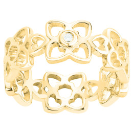 Bague La Garçonne Diamant, couronne de fleurs en plaqué or 26100053