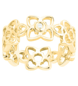 Bague La Garçonne Diamant, couronne de fleurs en plaqué or 26100053