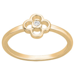 Bague La Garçonne Diamant, trèfle floral ajouré en plaqué or 26100056