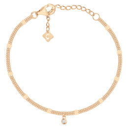 Bracelet La Garçonne Diamant, double chaîne à maillons fins en plaqué or 26300027