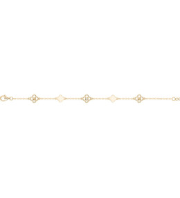 Bracelet Trèfles Alternés en Plaqué Or et Diamant, La Garçonne 26300048