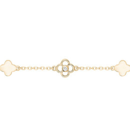Bracelet La Garçonne Diamant, farandole de trèfles rythmée en plaqué or 26300048