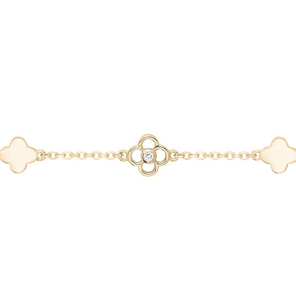 Bracelet La Garçonne Diamant, farandole de trèfles rythmée en plaqué or 26300048