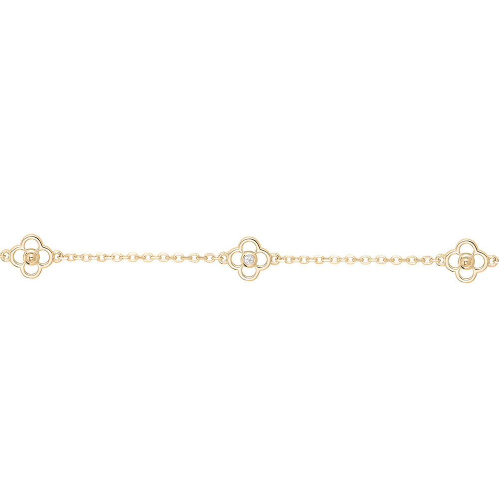 Bracelet La Garçonne Diamant, farandole de trèfles ajourés en plaqué or 26300049