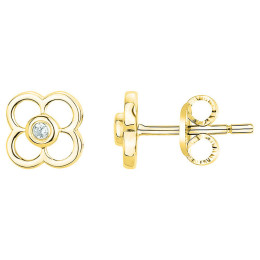 Boucles d'oreilles La Garçonne Diamant, trèfle fleuri en plaqué or 26400046