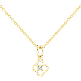 Collier la Garçonne diamant, pendentif fleur ajourée en plaqué or 26700072