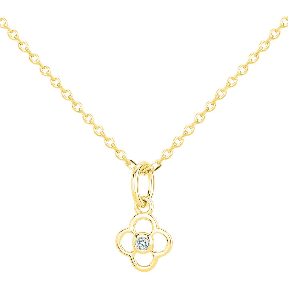 Collier la Garçonne diamant, pendentif fleur ajourée en plaqué or 26700072