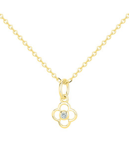 Collier la Garçonne diamant, pendentif fleur ajourée en plaqué or 26700072