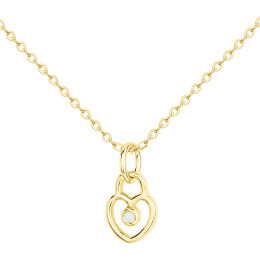 Collier la Garçonne diamant, pendentif cadenas ajouré en plaqué or 26700075
