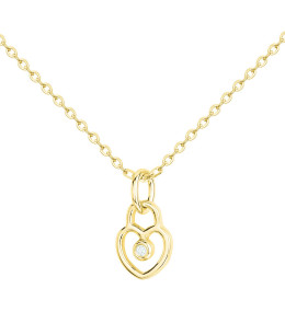 Collier la Garçonne diamant, pendentif cadenas ajouré en plaqué or 26700075