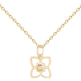 Collier la Garçonne diamant, pendentif floral aux détails coeurs en plaqué or 26700078