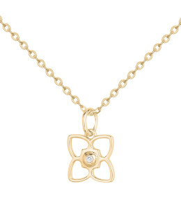 Collier la Garçonne diamant, pendentif floral aux détails coeurs en plaqué or 26700078