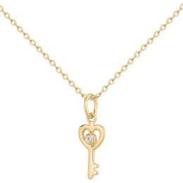 Collier la Garçonne diamant, pendentif clé de coeur en plaqué or 26700079