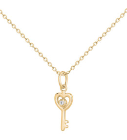 Collier la Garçonne diamant, pendentif clé de coeur en plaqué or 26700079