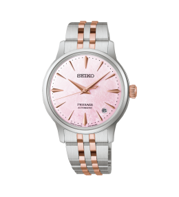 Montre Femme SEIKO PRESAGE (Cocktail time), édition limitée à 9000 ex. Automatique acier et cuir SRPM06J1