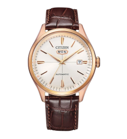 Montre homme Citizen, C7 Mechanical automatique en acier PVD rose et cuir NH8393-05AC