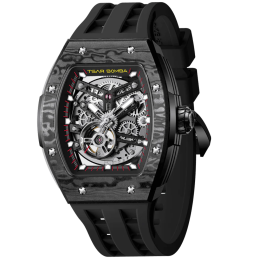 Montre homme Tsar Bomba Elemental collection, Automatique, carbone, acier et silicone noir TB8228CF01