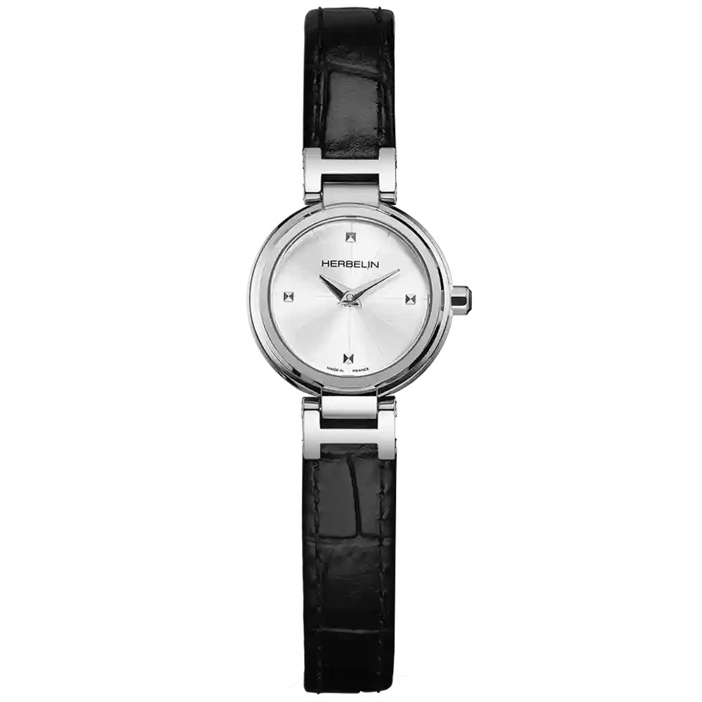 Montre femme Michel Herbelin Luna H acier et cuir 17312AP12