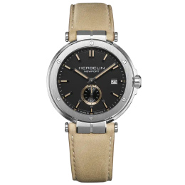 Montre homme Michel Herbelin, NEWPORT acier et cuir beige, 18389A24SA