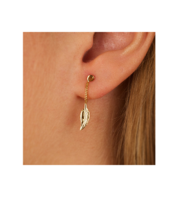 Boucles d'Oreilles Pendantes Plumes Or Jaune 375/1000 Stauffer