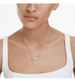 Collier Swarovski Matrix Pendentif Nœud Cristal Blanc Métal Rhodié