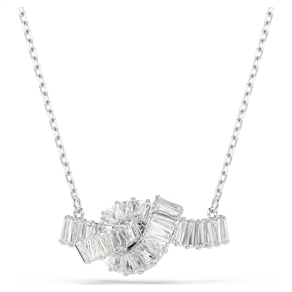 Collier Swarovski Matrix, Taille baguette, noeud, Blanc, Métal rhodié, 5728553