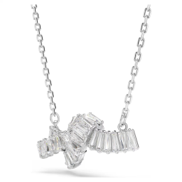 Collier Swarovski Matrix Pendentif Nœud Cristal Blanc Métal Rhodié