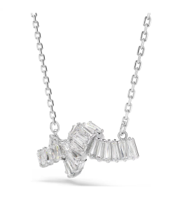 Collier Swarovski Matrix Pendentif Nœud Cristal Blanc Métal Rhodié