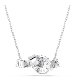 Collier Swarovski Matrix Pendentif Nœud Cristal Blanc Métal Rhodié