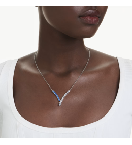 Collier Swarovski Matrix Pendentif V Cristaux Bleus et Blancs