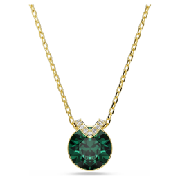 Collier Swarovski Bella V, Taille ronde, Vert, Doré à l’or 18 carats (750/1000), 5735387