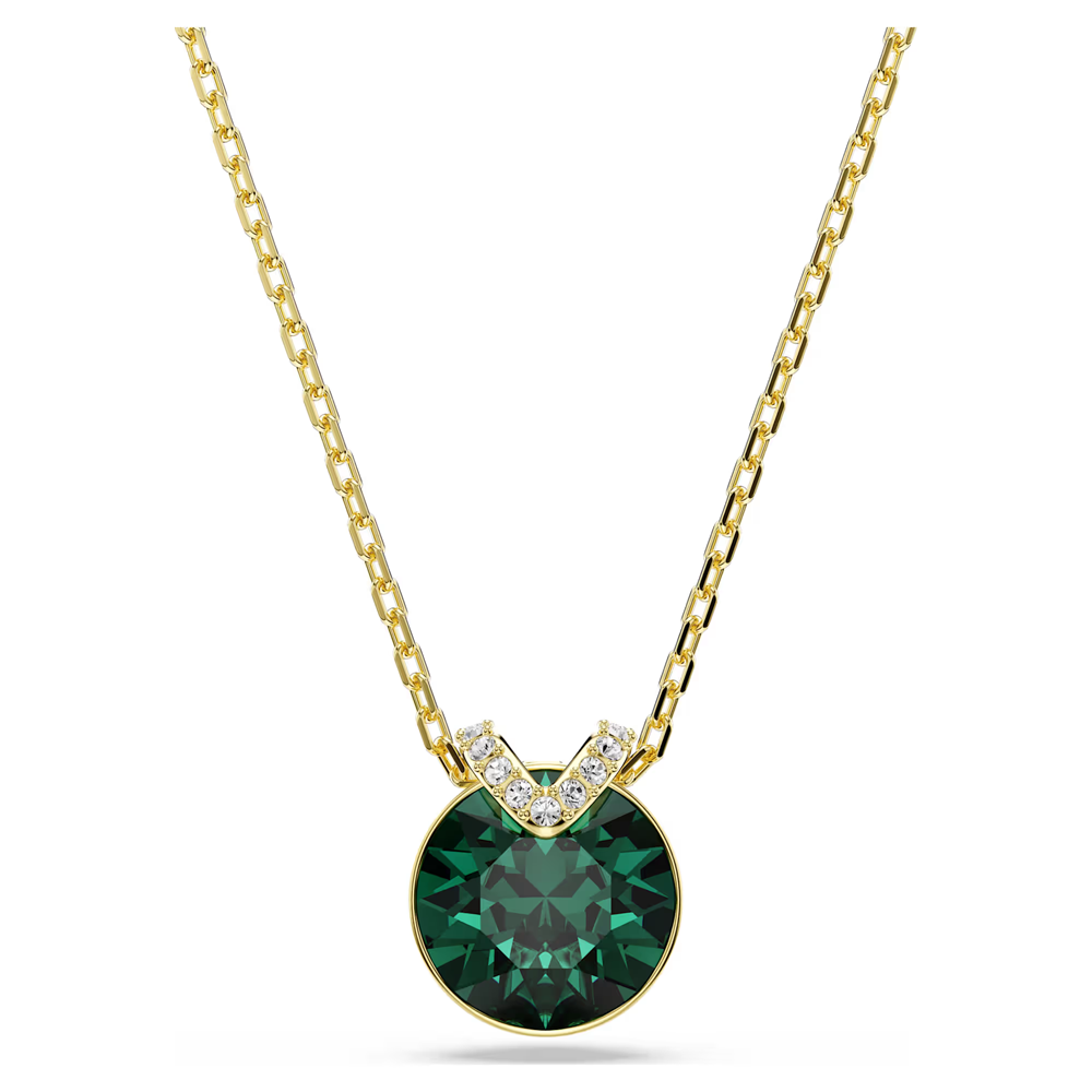 Collier Swarovski Bella V, Taille ronde, Vert, Doré à l’or 18 carats (750/1000), 5735387