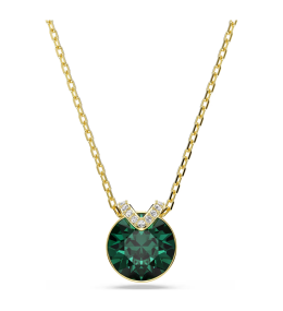 Collier Swarovski Bella V, Taille ronde, Vert, Doré à l’or 18 carats (750/1000), 5735387