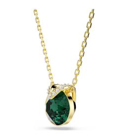 Collier Pendentif Swarovski Bella V Cristal Vert Doré Or 18 carats