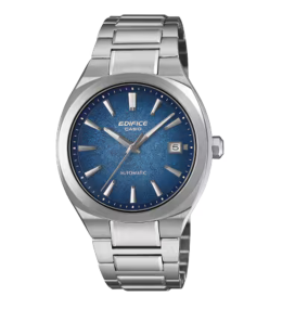 Montre CASIO EDIFICE Automatique 3 aiguilles, date acier, cadran bleu, EFK-200D-2AER