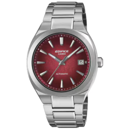 Montre CASIO EDIFICE Automatique 3 aiguilles, date acier, cadran rouge, EFK-200D-4AER