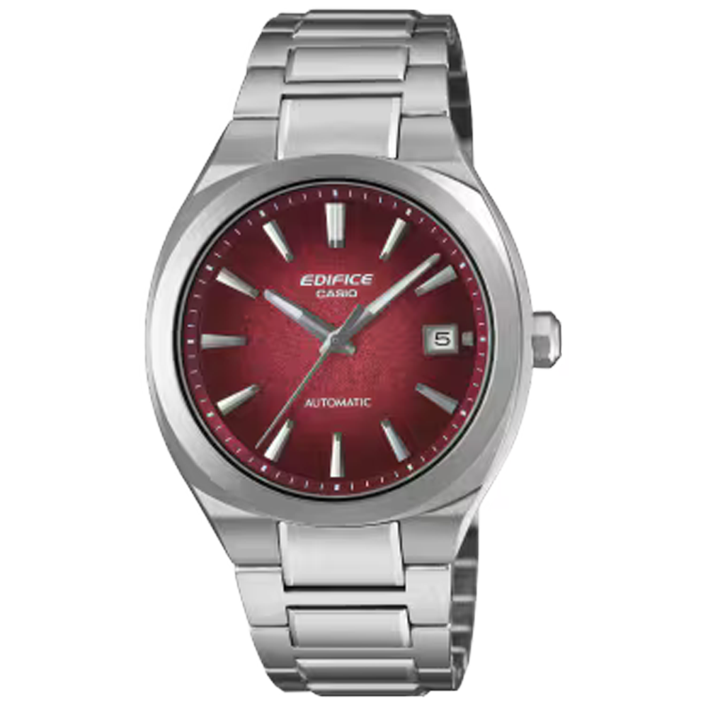 Montre CASIO EDIFICE Automatique 3 aiguilles, date acier, cadran rouge, EFK-200D-4AER