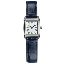 Montre femme HERBELIN, Art Déco en acier et cuir bleu 17438AP08BL