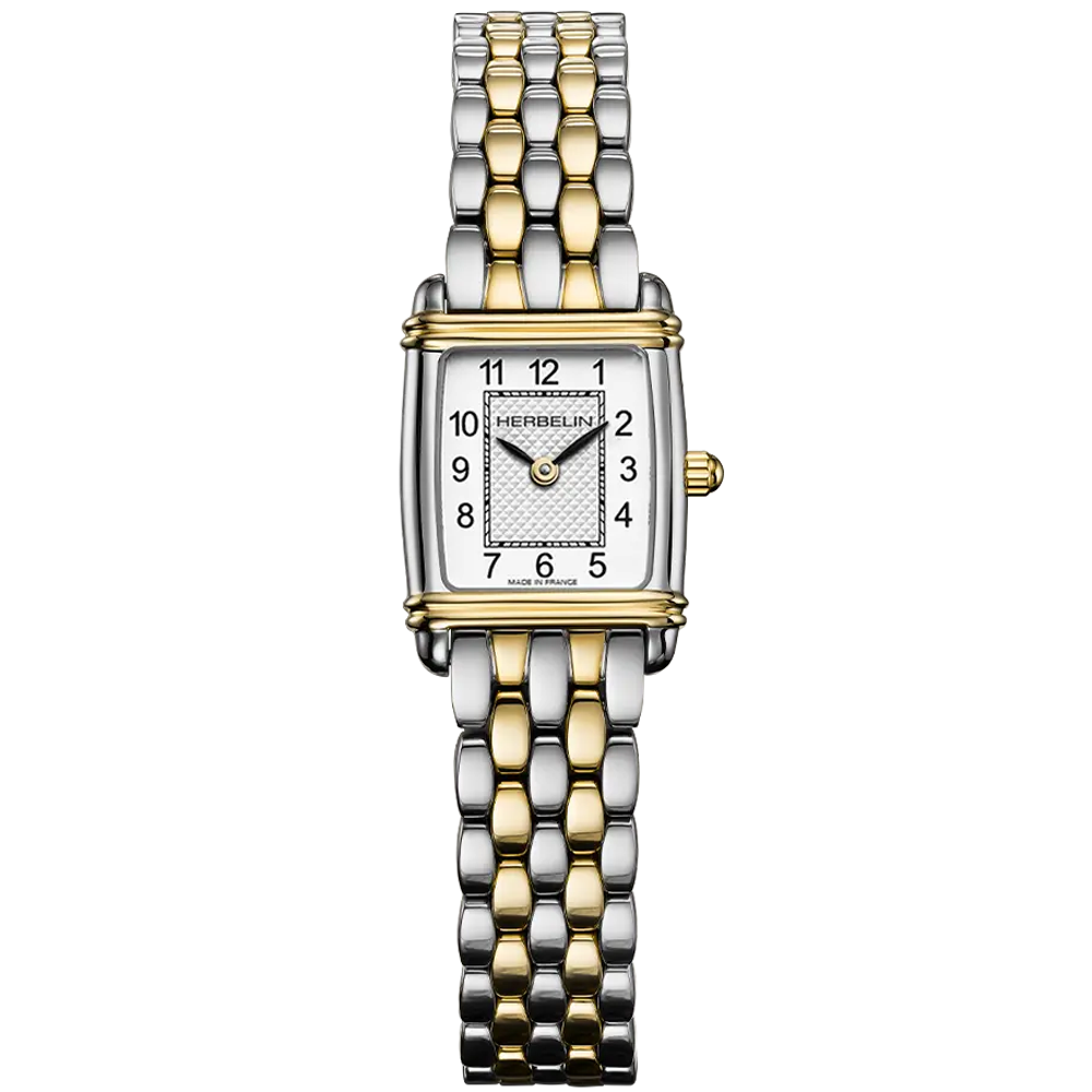 Montre femme HERBELIN, Art Déco en acier bicolore 17438BT22