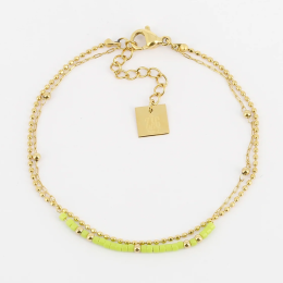 Bracelet Cléo  ZAG bijoux en acier PVD jaune, perles et Miyuki, SBS16148-01LGR
