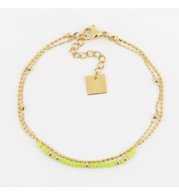 Bracelet Cléo  ZAG bijoux en acier PVD jaune, perles et Miyuki, SBS16148-01LGR