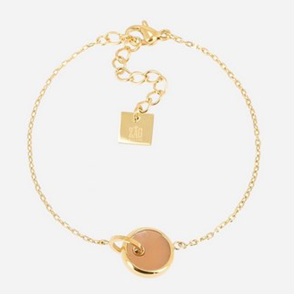 Bracelet Acéra  ZAG bijoux en acier PVD jaune, pierre de soleil, SBS19658-01NUD