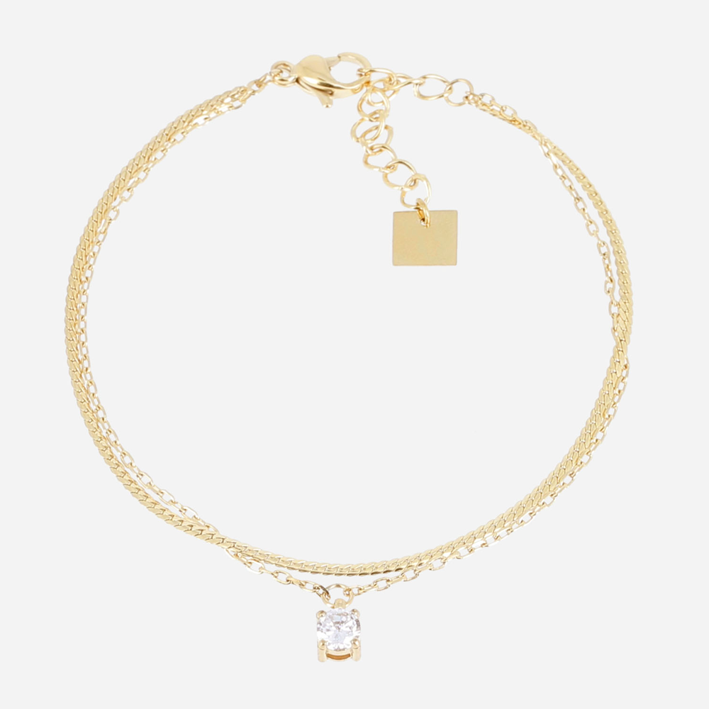 Bracelet Thaumas ZAG bijoux en acier PVD jaune, oxyde de zirconium, SBS24463-01WHT