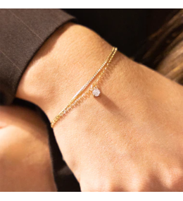 Bracelet Double Chaînette Thaumas Doré et Zirconium ZAG Bijoux - SBS24463-01WHT
