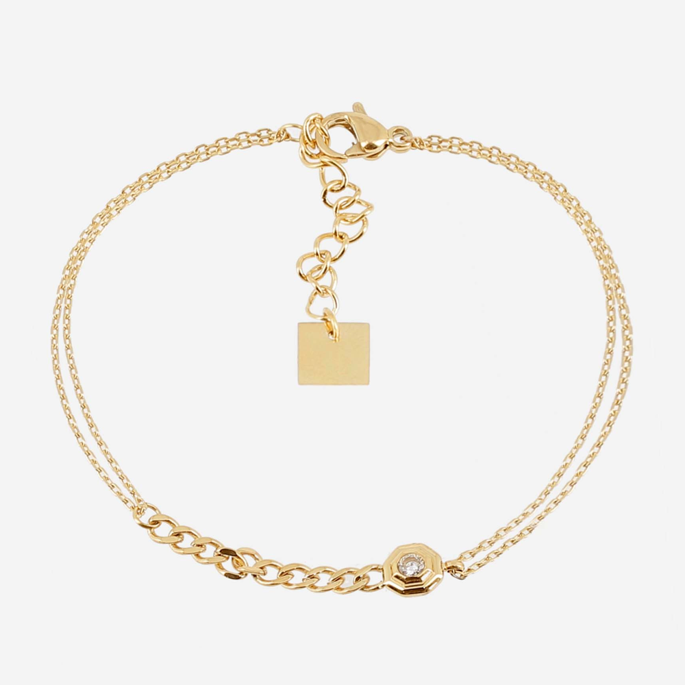 Bracelet Belenos ZAG bijoux en acier PVD jaune, oxyde de zirconium, SBS24717-01WHT