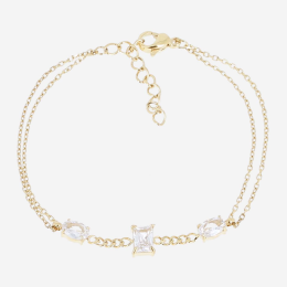 Bracelet Maillon ZAG bijoux en acier PVD jaune, oxydes de zirconium, SBS24725-01WHT