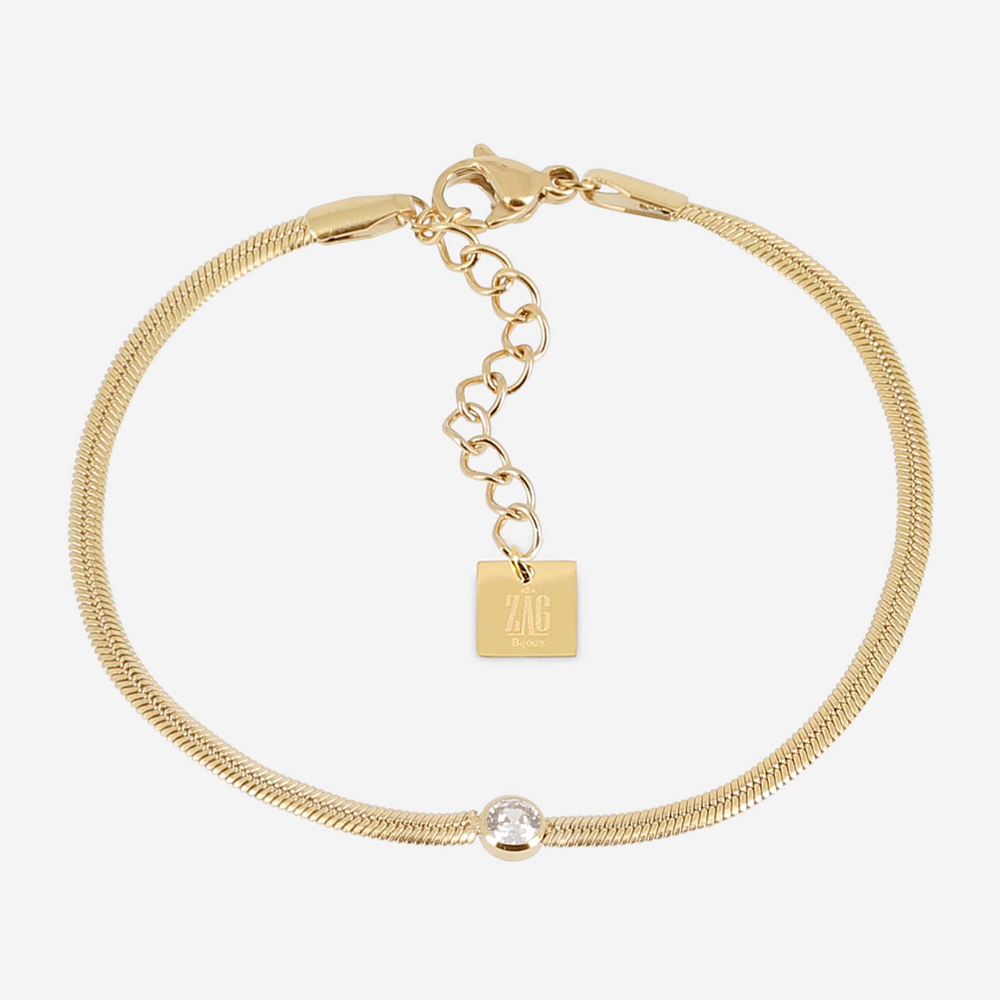 Bracelet Adamo ZAG bijoux en acier PVD jaune, oxydes de zirconium, SBS25604-01WHT