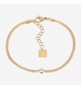 Bracelet Adamo ZAG bijoux en acier PVD jaune, oxydes de zirconium, SBS25604-01WHT