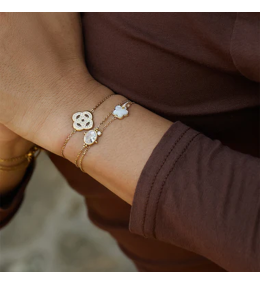 Bracelet Naïs Fleur Nacre et Zirconiums Acier Doré ZAG Bijoux - SBS26588-01SEL